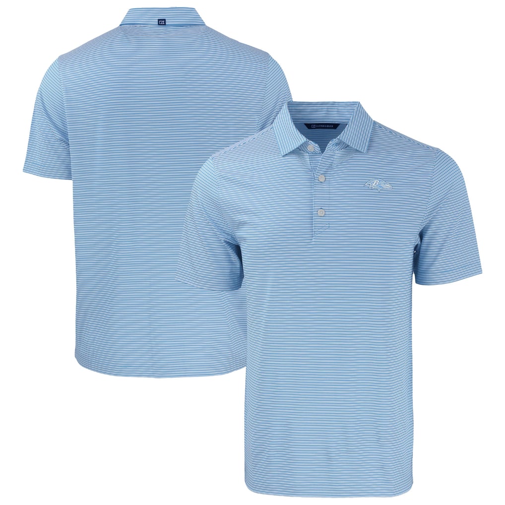 Baltimore Ravens Cutter & Buck Forge Eco Double Stripe Stretch Recycled Big & Tall Polo - Powder Blue