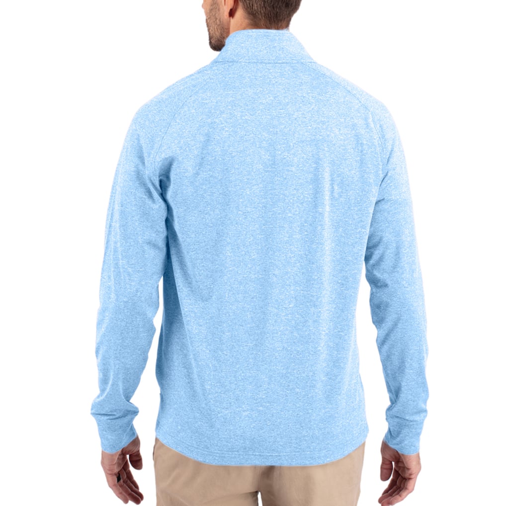  Baltimore Ravens Cutter & Buck Raglan Adapt Eco Knit Heather Quarter-Zip Top - Powder Blue