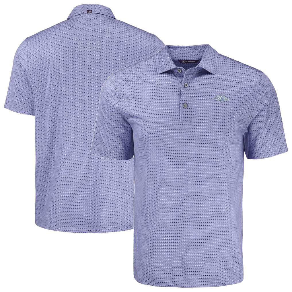  Baltimore Ravens Cutter & Buck Pike Eco Shadow Check Print Recycled Polo - Purple