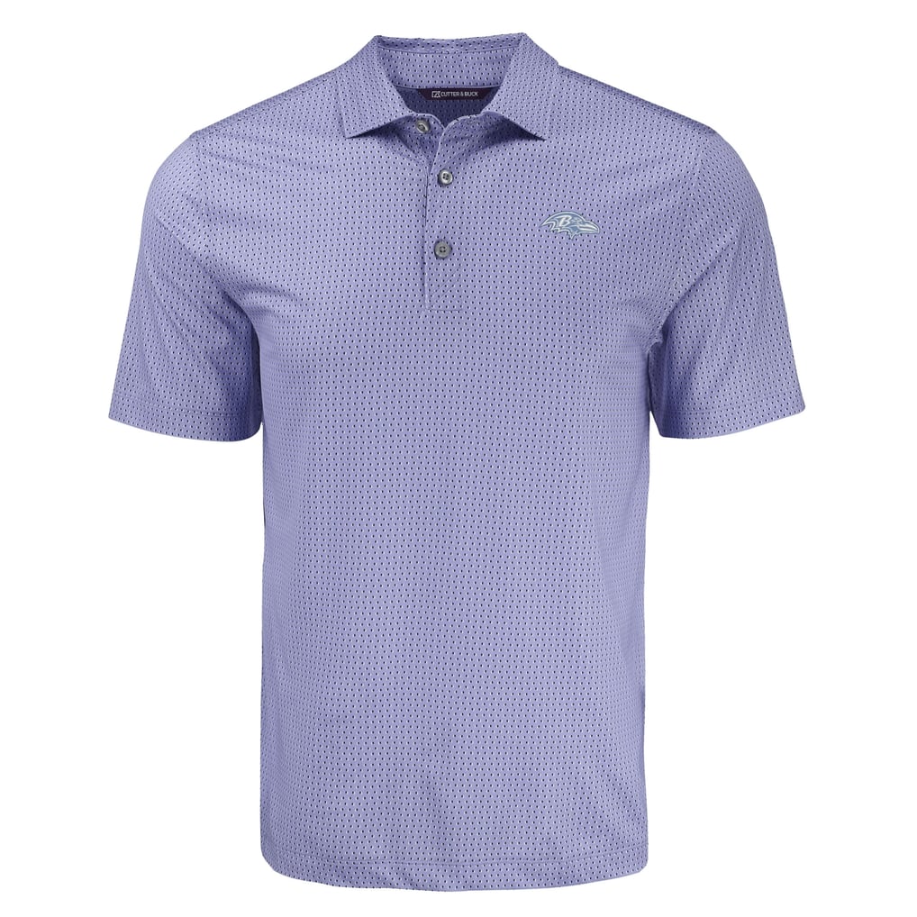  Baltimore Ravens Cutter & Buck Pike Eco Shadow Check Print Recycled Polo - Purple