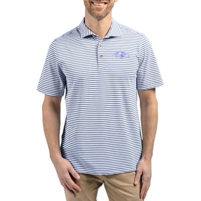 Baltimore Ravens Cutter & Buck Virtue Eco Pique Stripe Recycled Polo - Purple