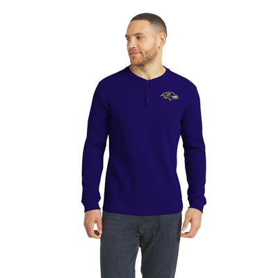  Baltimore Ravens Darius Rucker Collection by Fanatics Waffle-Knit Henley Long Sleeve T-Shirt - Purple