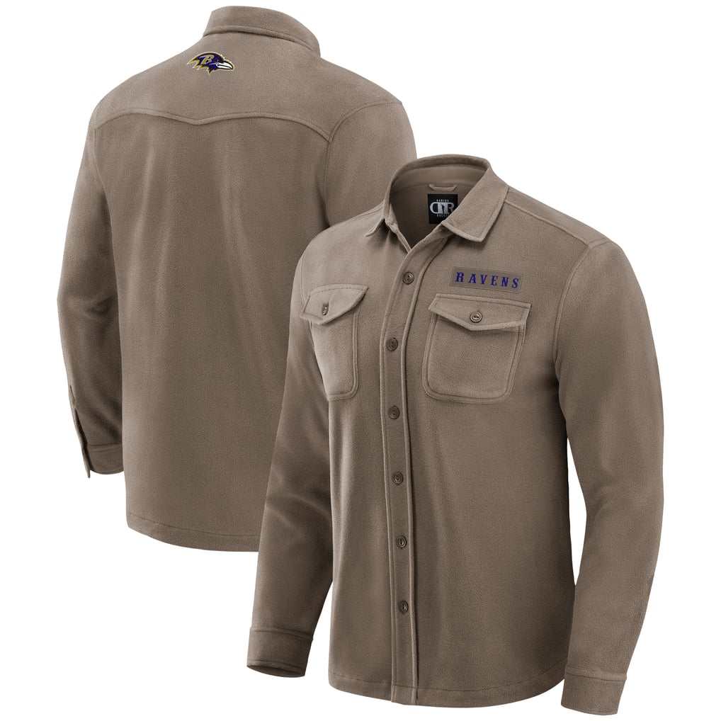 Baltimore Ravens Darius Rucker Collection by Fanatics Polar Fleece Cozy Button-Up Shirt - Tan