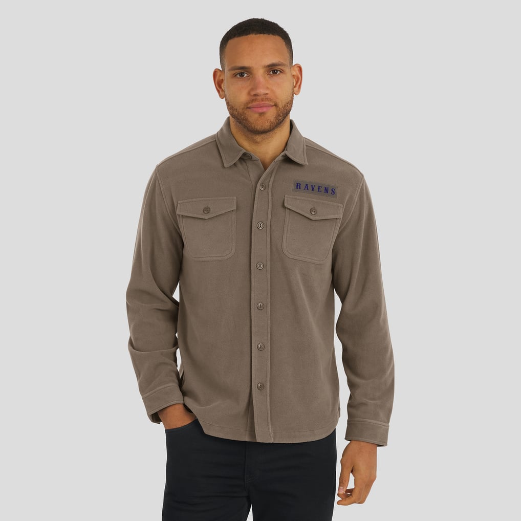 Baltimore Ravens Darius Rucker Collection by Fanatics Polar Fleece Cozy Button-Up Shirt - Tan
