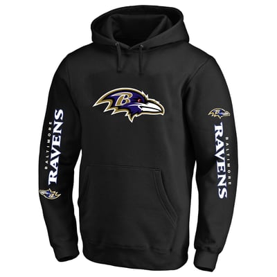 Baltimore Ravens Fanatics Big & Tall 3-Hit Pullover Hoodie - Black
