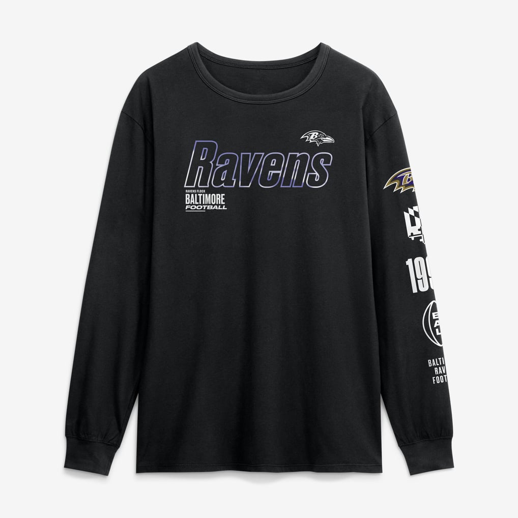 Baltimore Ravens Fanatics Checkdown Pass Long Sleeve T-Shirt - Black