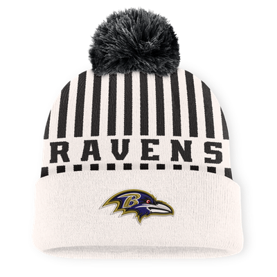 Baltimore Ravens Fanatics Streak Cuffed Knit Hat with Pom - Cream/Black