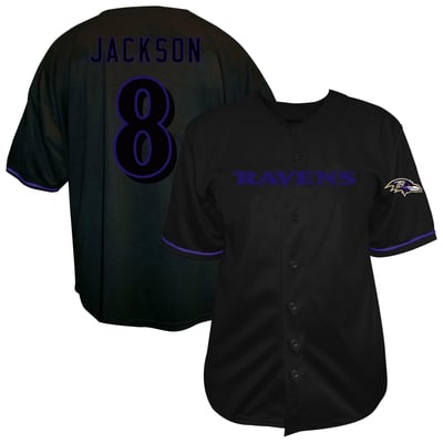 Lamar Jackson Baltimore Ravens Fanatics Big & Tall Button-Up Baseball Jersey - Black