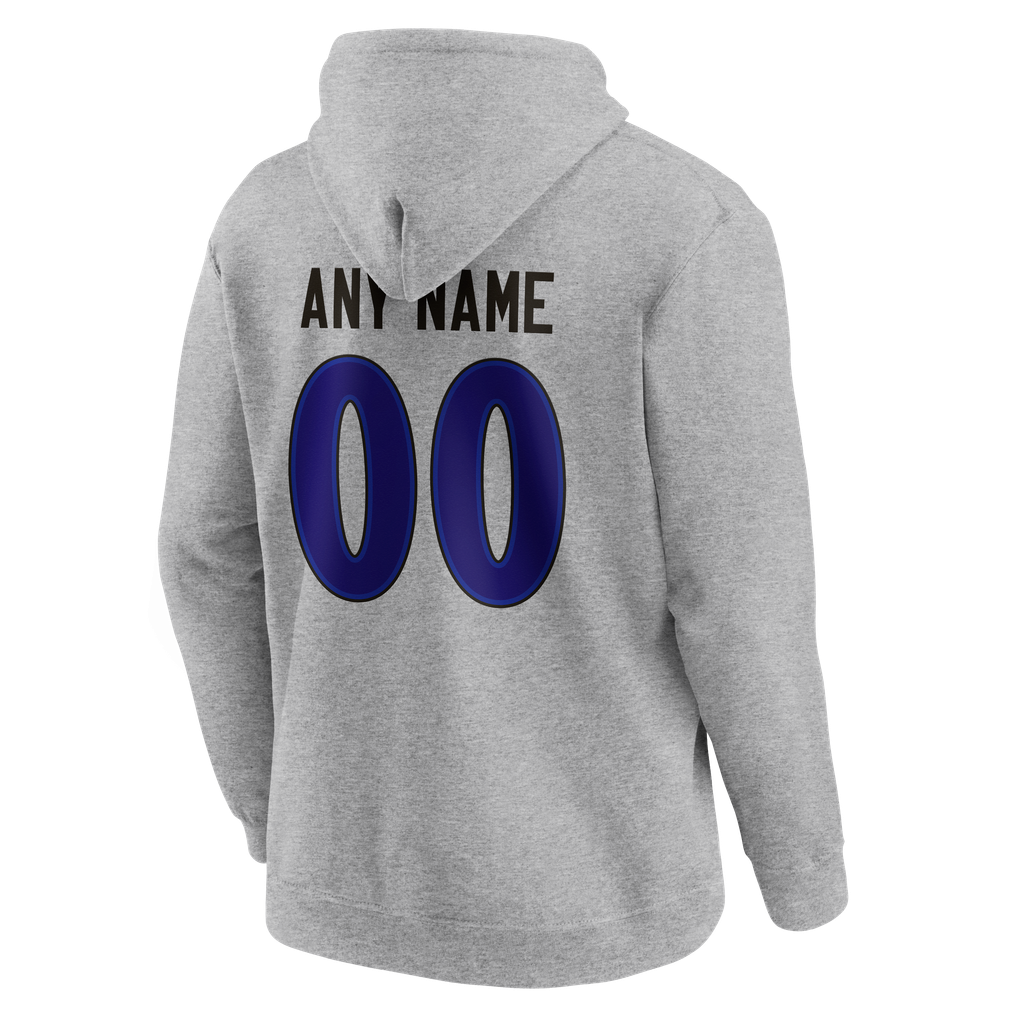 Baltimore Ravens  Team Authentic Personalized Name & Number Hoodie - Gray
