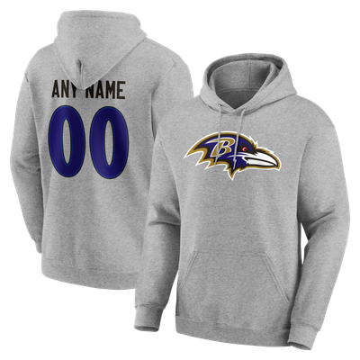 Baltimore Ravens  Team Authentic Personalized Name & Number Hoodie - Gray