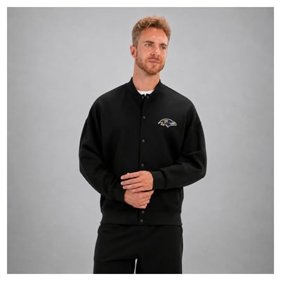 Baltimore Ravens Levelwear Logo Luxe Signature Tri-Blend Bomber Jacket - Black