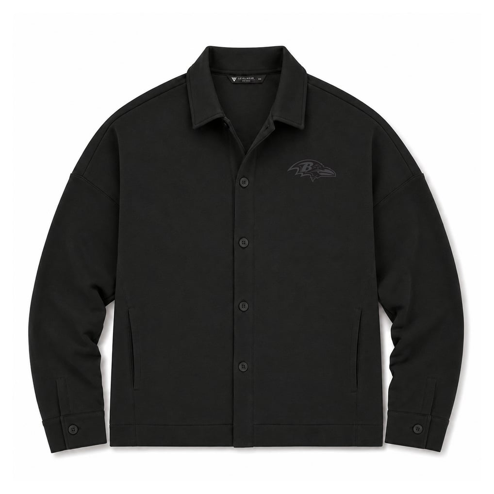 Baltimore Ravens Levelwear Luxe Tri-Blend Full-Button Shirt Jacket - Black
