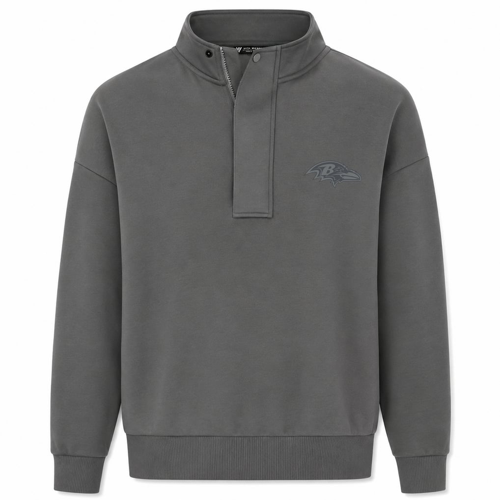  Baltimore Ravens Levelwear Core Logo Luxe Stein 1/4 Zip Pullover - Gray