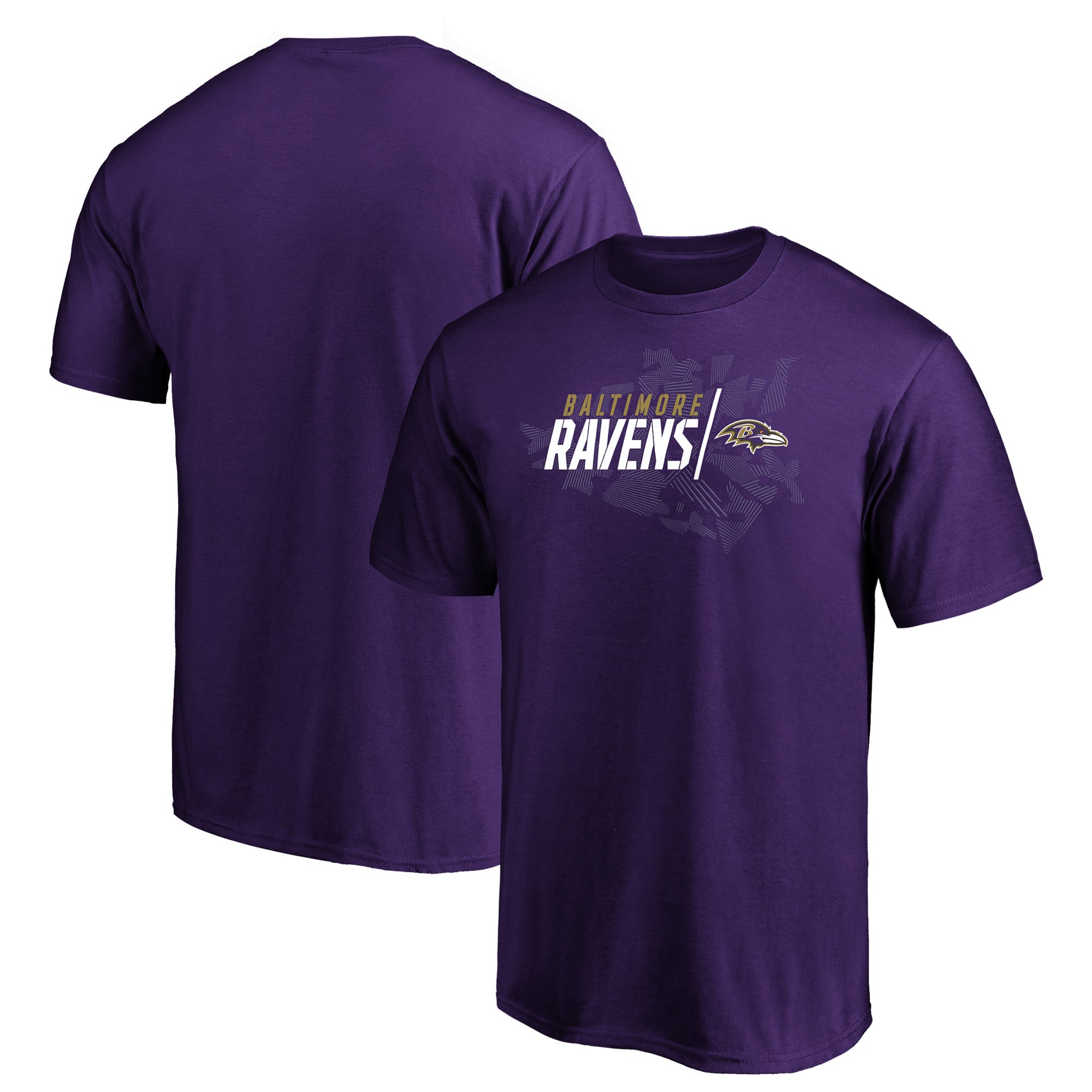 Men's Majestic Purple Baltimore Ravens Iconic Geo Drift T-Shirt