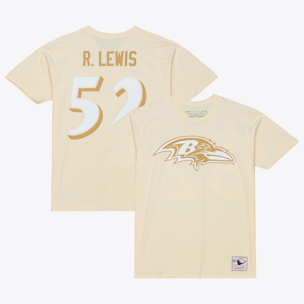 Ray Lewis Baltimore Ravens Mitchell & Ness Sandman Name & Number T-Shirt - Cream