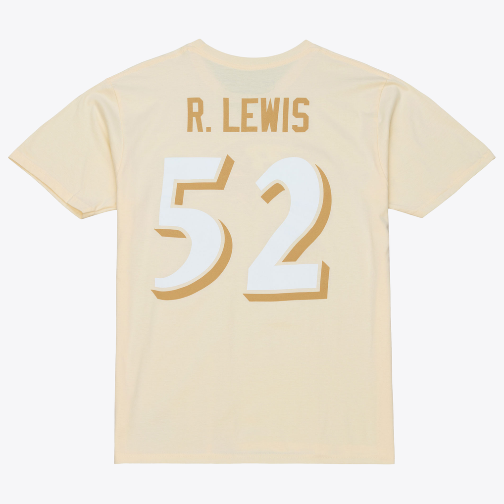 Ray Lewis Baltimore Ravens Mitchell & Ness Sandman Name & Number T-Shirt - Cream