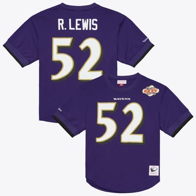 Ray Lewis Baltimore Ravens Mitchell & Ness Retired Player Name & Number Mesh Top - Purple