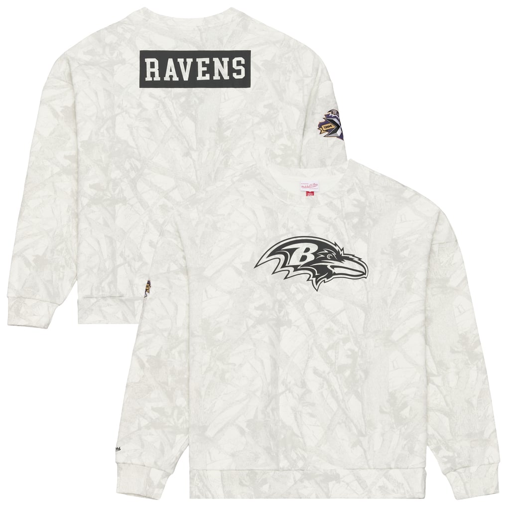  Baltimore Ravens Mitchell & Ness Ghosted Crewneck Sweatshirt - White