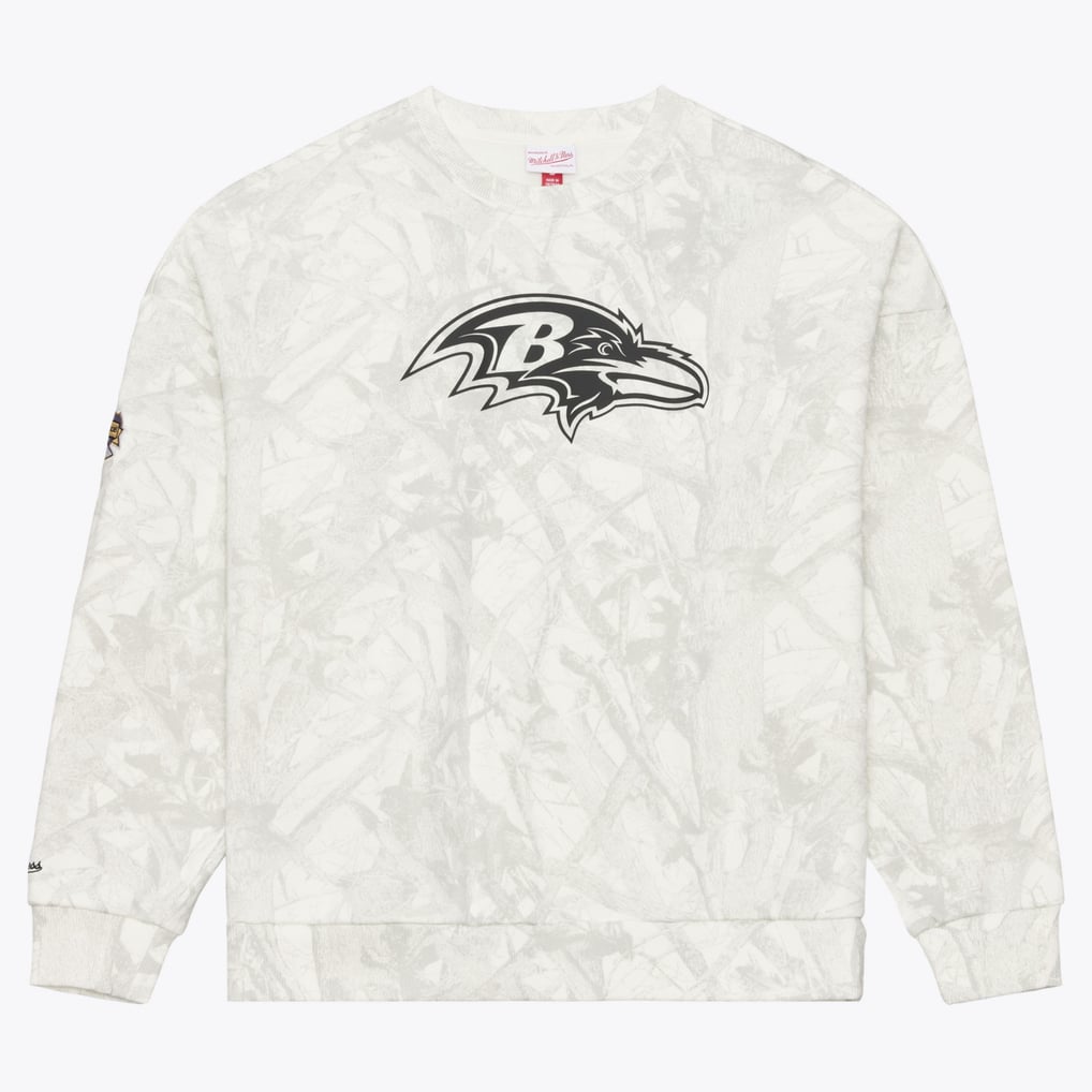  Baltimore Ravens Mitchell & Ness Ghosted Crewneck Sweatshirt - White
