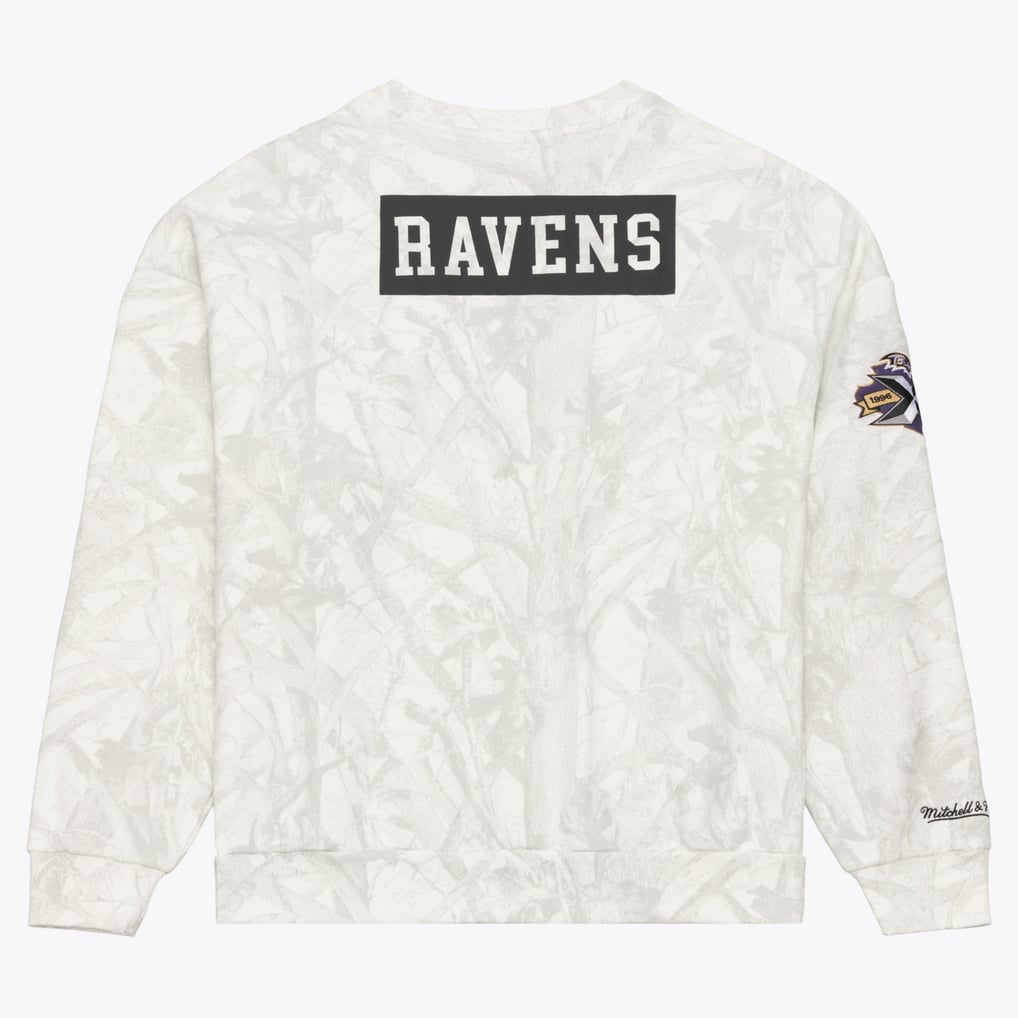  Baltimore Ravens Mitchell & Ness Ghosted Crewneck Sweatshirt - White
