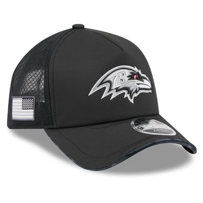 Baltimore Ravens New Era 2026 Salute To Service Apex 9FORTY Adjustable Trucker Hat - Black