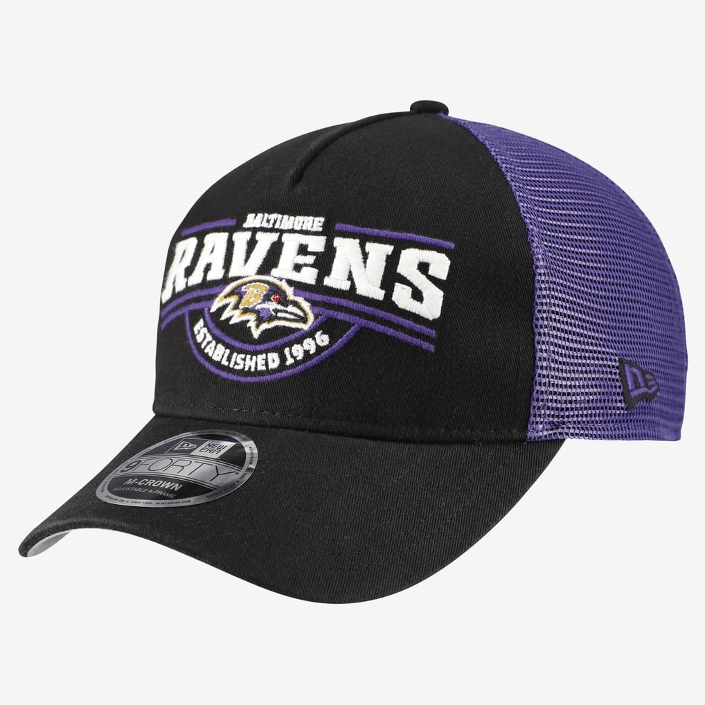 Baltimore Ravens New Era 9FORTY A-Frame Adjustable Hat - Black
