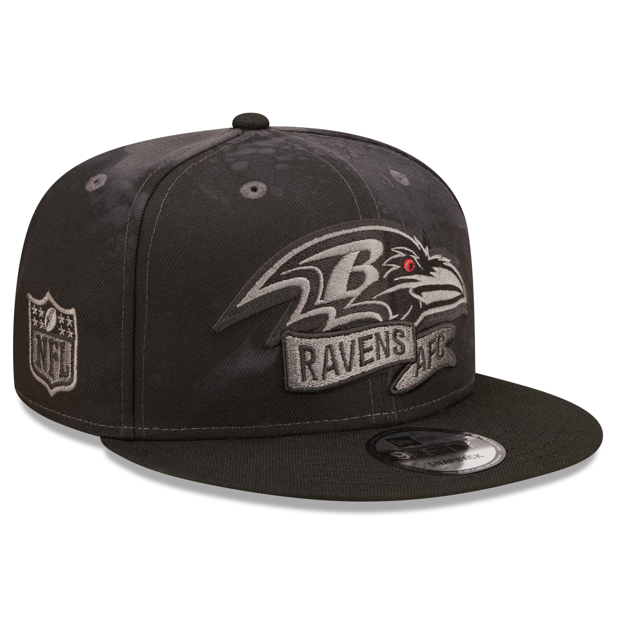 Men's New Era Black Baltimore Ravens Ink Dye Tonal 2022 Sideline