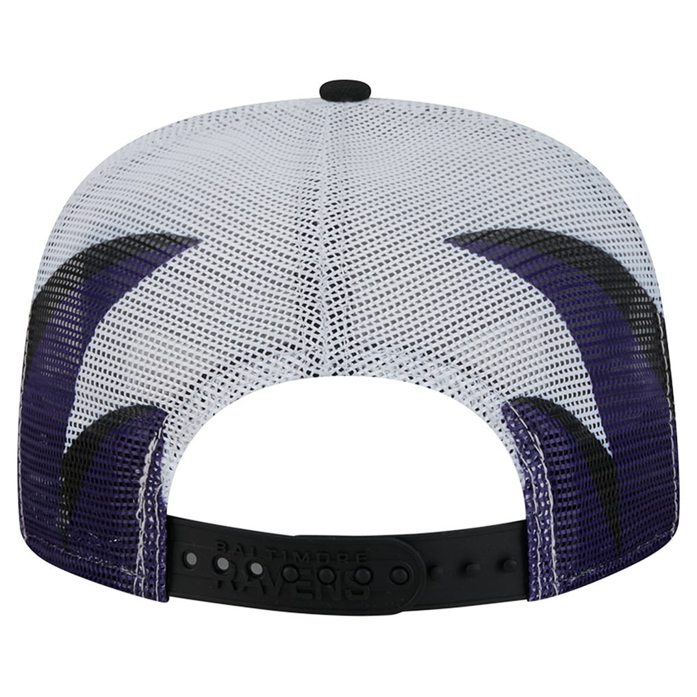 Baltimore Ravens New Era Mesh A-Frame 9FIFTY Snapback Trucker Hat - Black/Purple