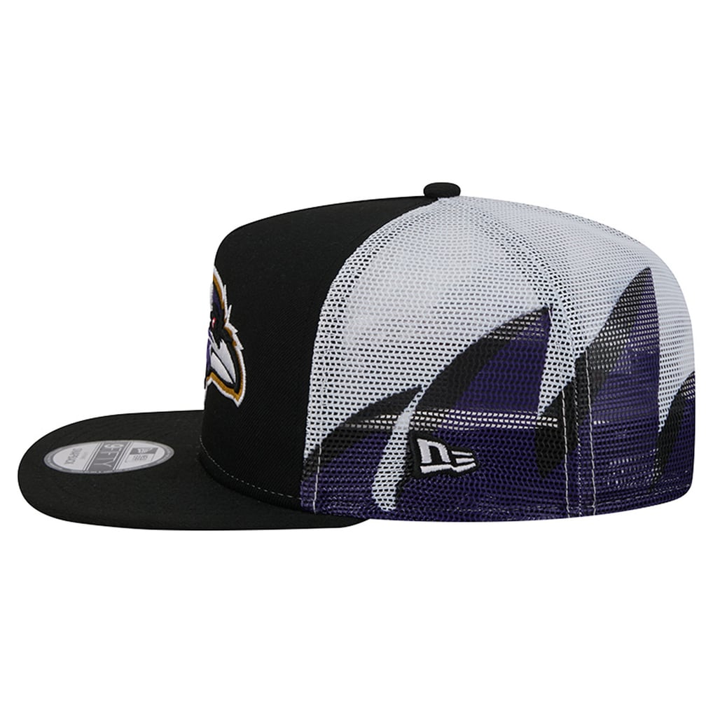 Baltimore Ravens New Era Mesh A-Frame 9FIFTY Snapback Trucker Hat - Black/Purple