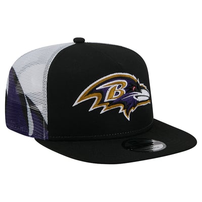 Baltimore Ravens New Era Mesh A-Frame 9FIFTY Snapback Trucker Hat - Black/Purple