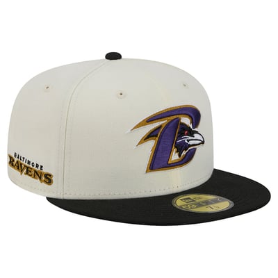 Baltimore Ravens New Era Deceptor 59FIFTY Fitted Hat - Cream/Black