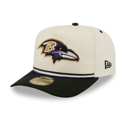 Baltimore Ravens New Era Vintage A-Frame 59FIFTY Fitted Hat - Cream/Black