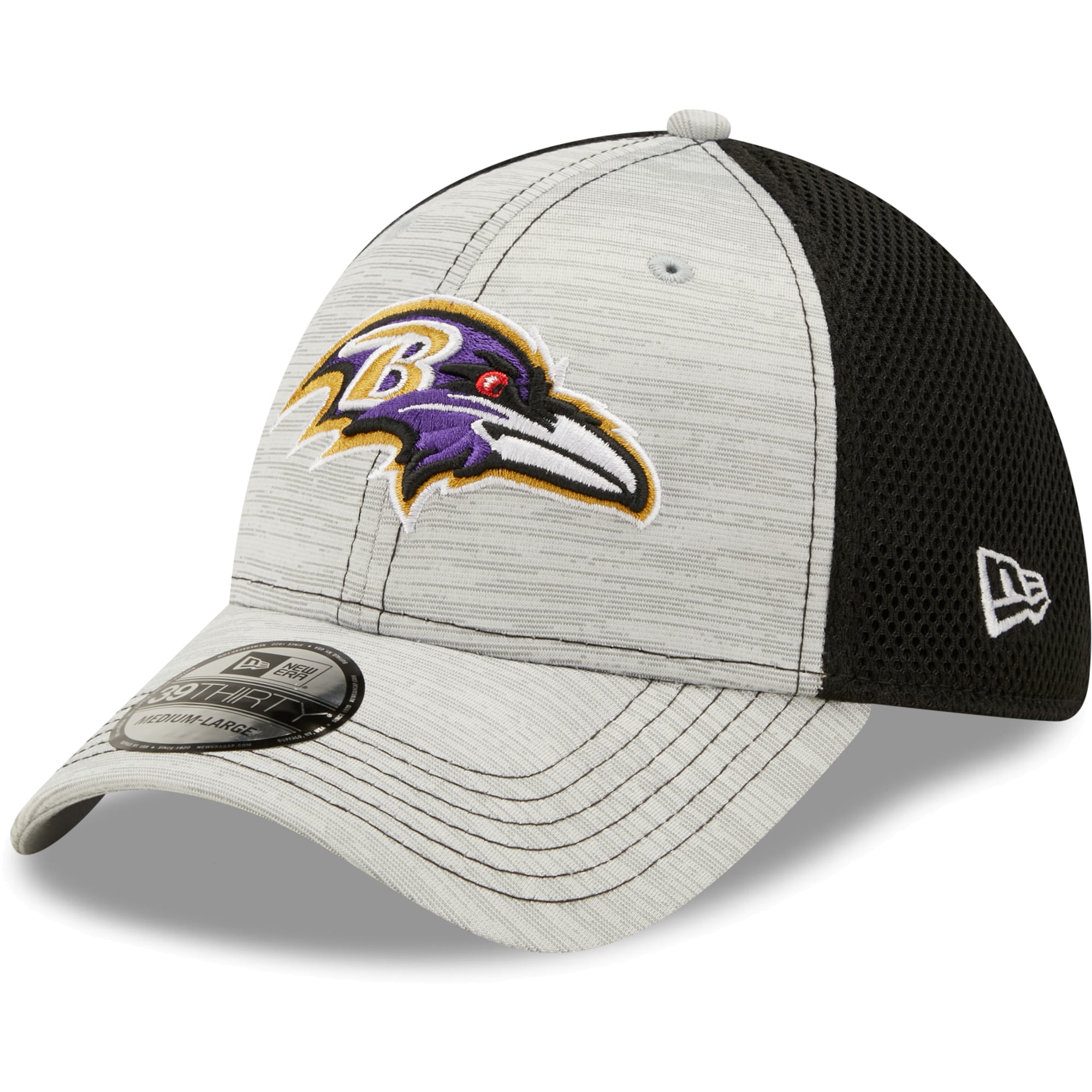 Men's New Era Gray/Black Baltimore Ravens Prime 39THIRTY Flex Hat