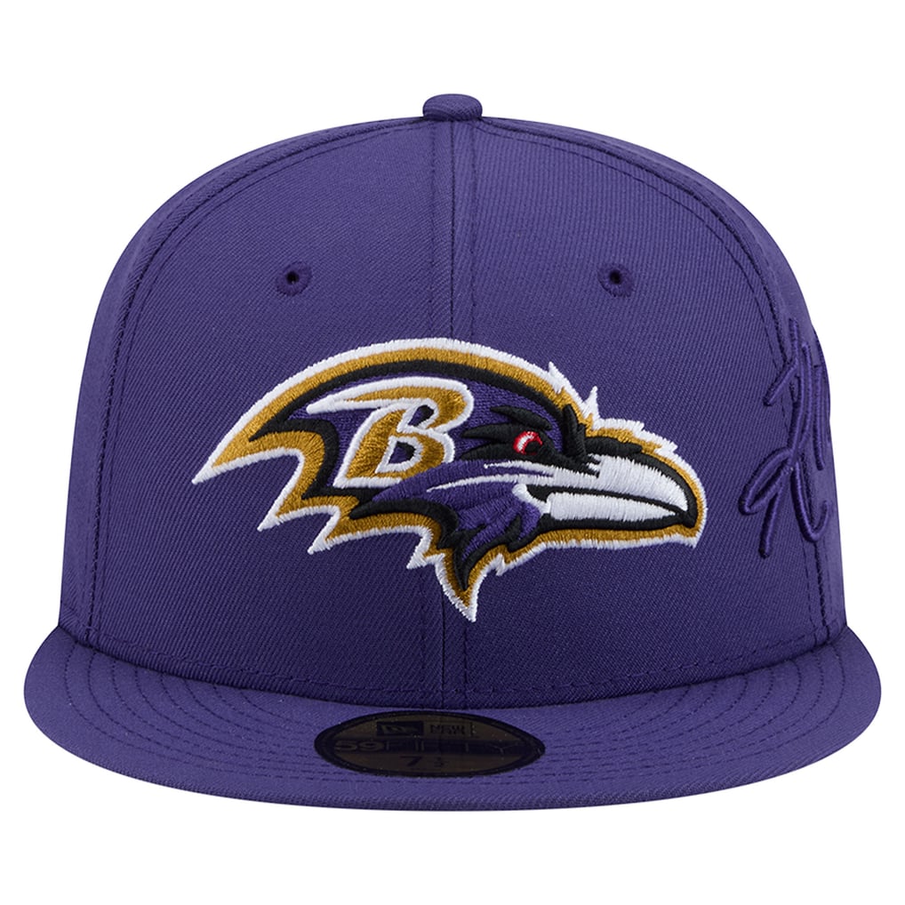 Baltimore Ravens New Era Side Script 59FIFTY Fitted Hat - Purple