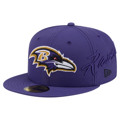 Baltimore Ravens New Era Side Script 59FIFTY Fitted Hat - Purple