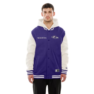 Baltimore Ravens New Era Full-Snap Fleece Hooded Jacket - Purple/Cream