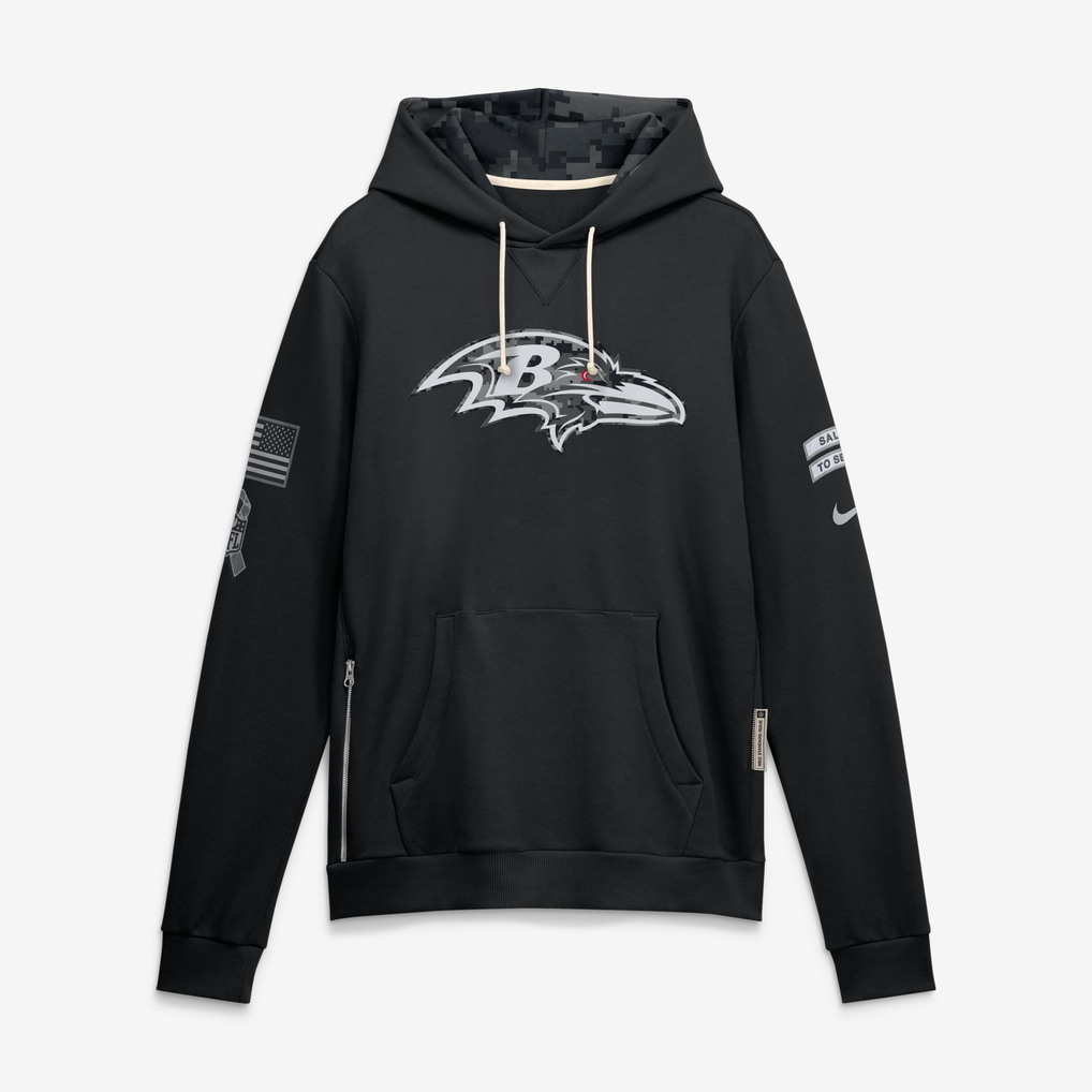  Baltimore Ravens Nike 2026 Salute to Service Sideline Dri-FIT Pullover Hoodie - Black
