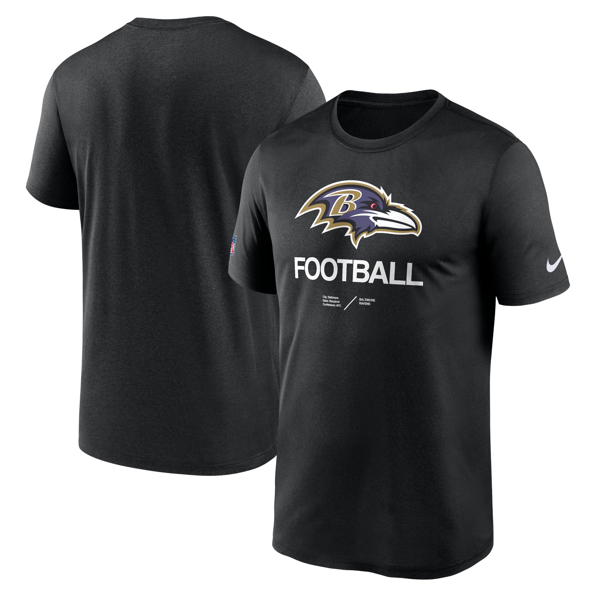 Men's Nike Black Baltimore Ravens Sideline Infograph Performance T