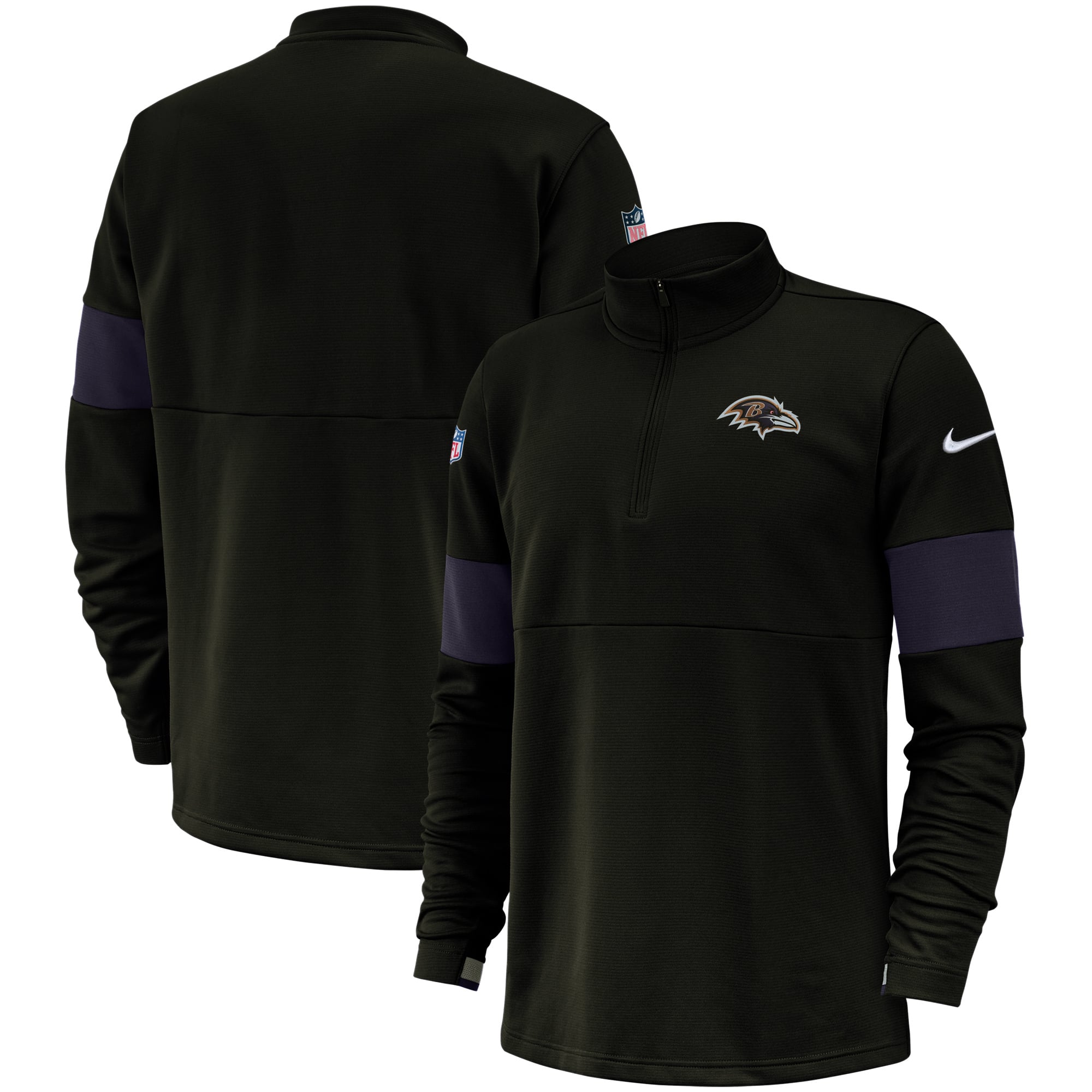 Men's Nike Black Baltimore Ravens Sideline Performance Half-Zip