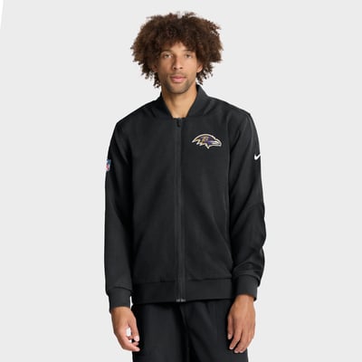 Baltimore Ravens Nike Sideline Powerful Blocking Full-Zip Dri-FIT Bomber Jacket - Black