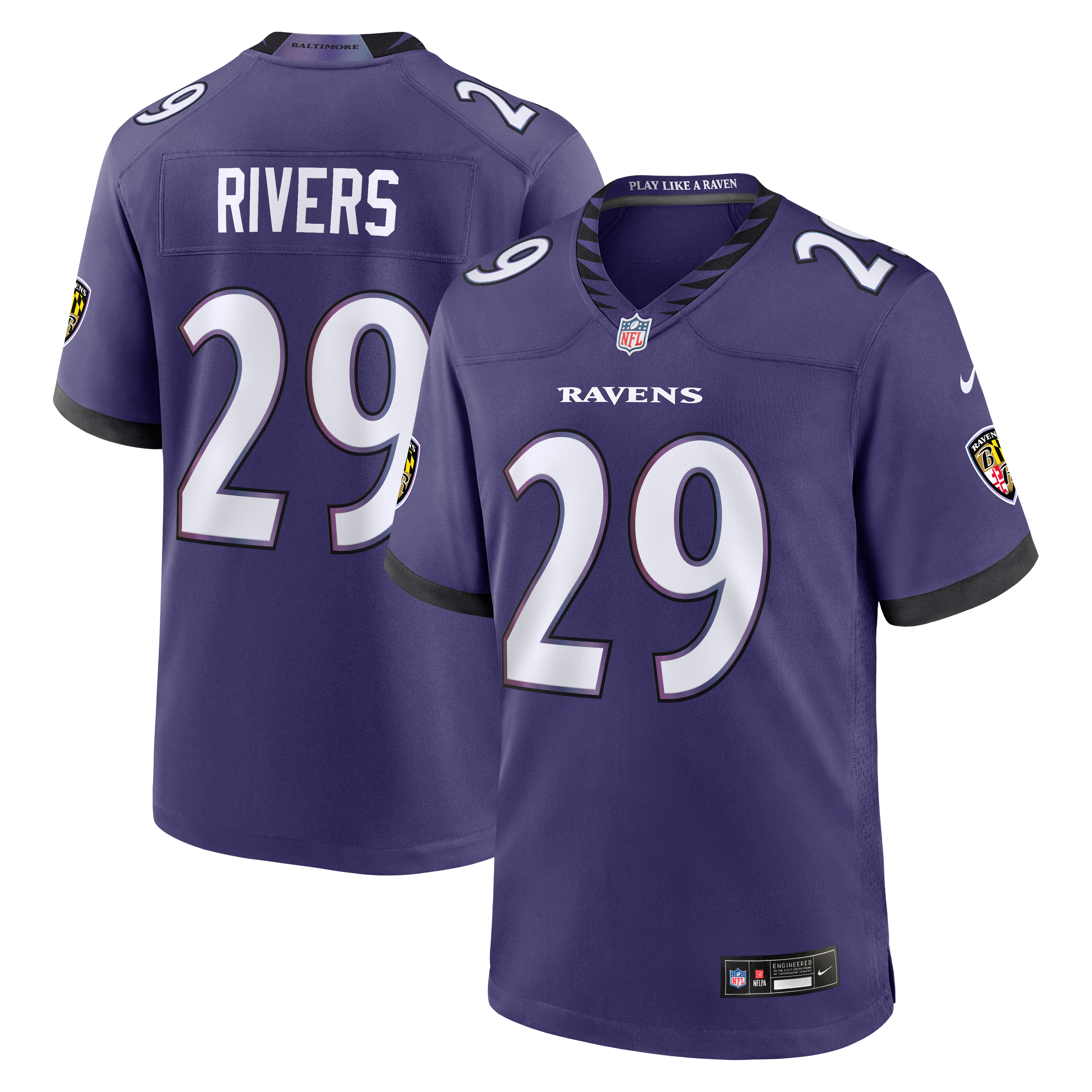 Chandler Rivers Baltimore Ravens Team Game Jersey Purple