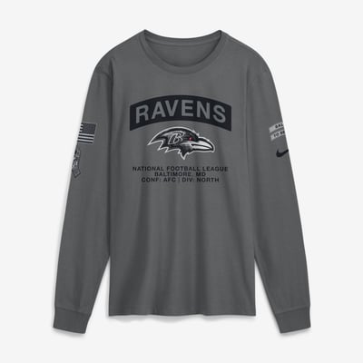  Baltimore Ravens Nike 2026 Salute to Service Long Sleeve T-Shirt - Gray