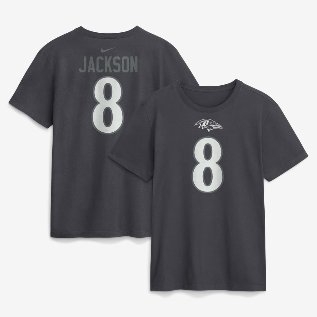 Lamar Jackson Baltimore Ravens Nike Name & Number T-Shirt - Anthracite