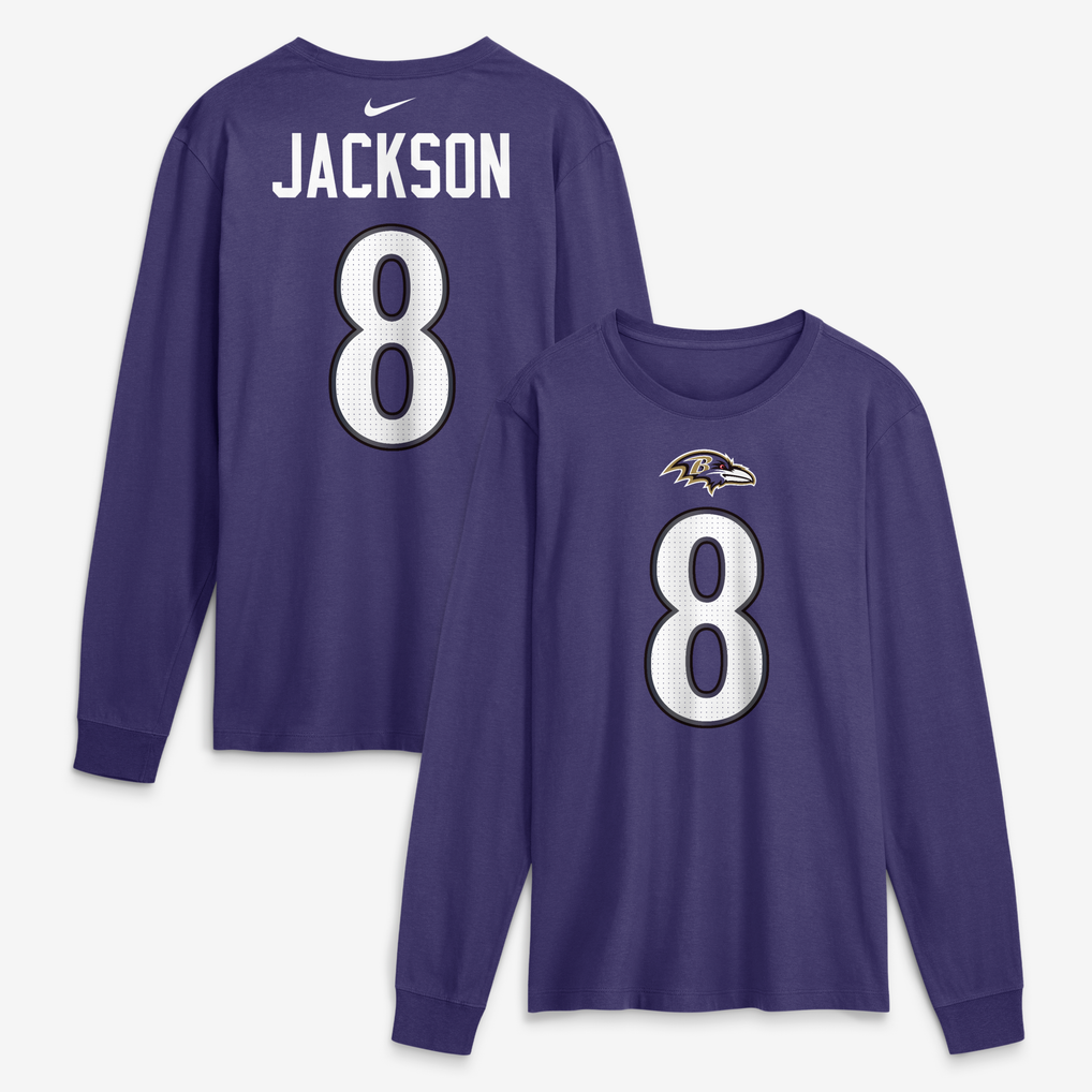 Lamar Jackson Baltimore Ravens Nike Name & Number Long Sleeve T-Shirt - Purple