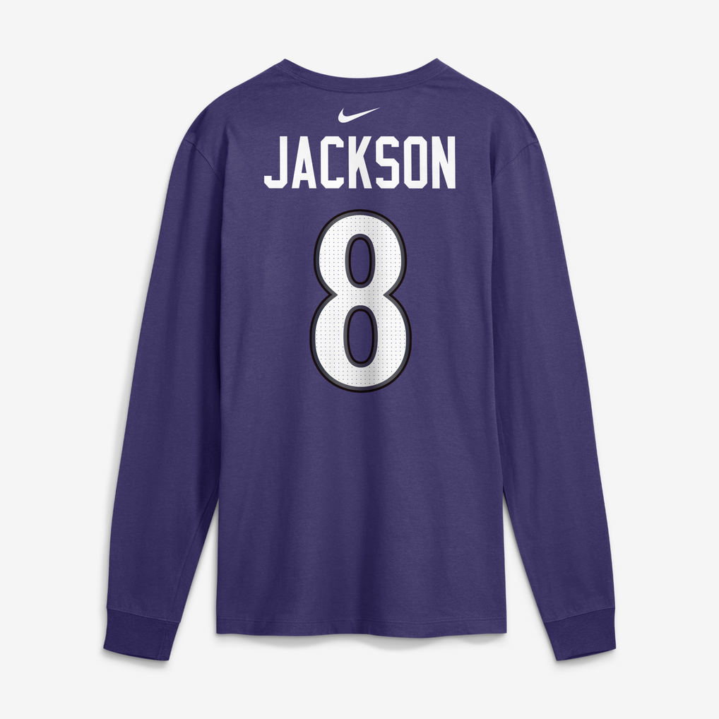 Lamar Jackson Baltimore Ravens Nike Name & Number Long Sleeve T-Shirt - Purple