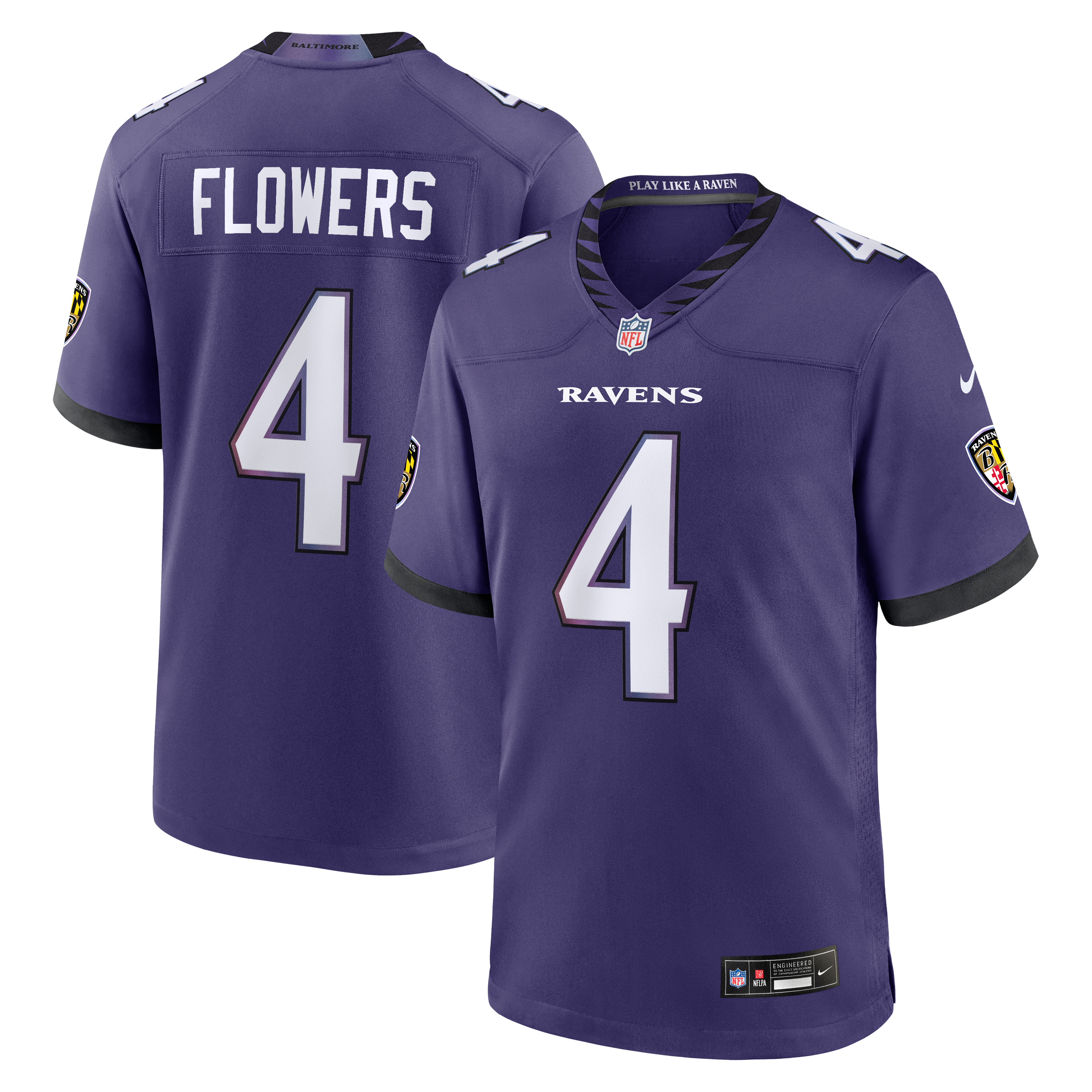 Zay Flowers Baltimore Ravens Team Game Jersey Purple
