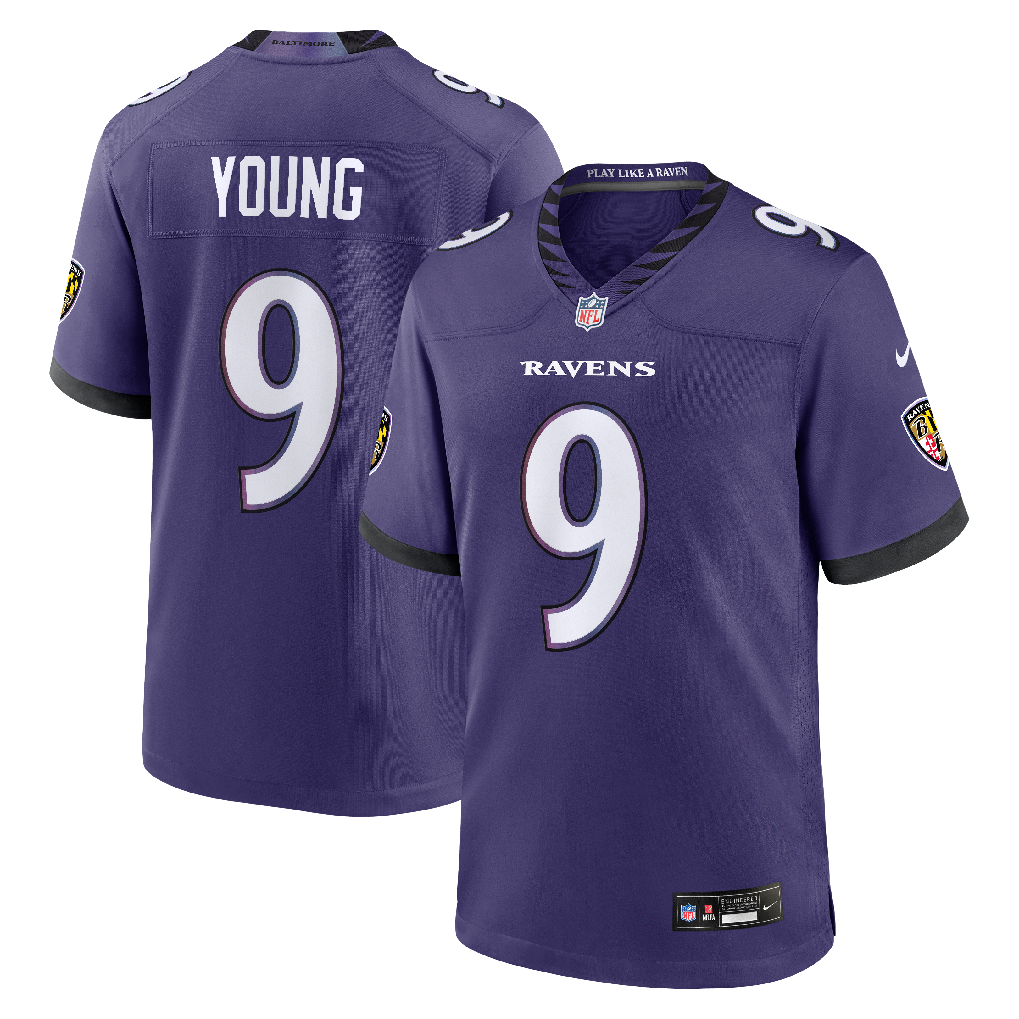 Zion Young Baltimore Ravens Team Game Jersey Purple