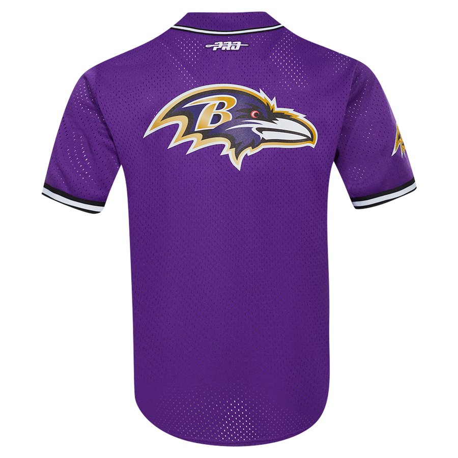 Lamar Jackson Baltimore Ravens Pro Standard Mesh Button-Up Baseball Jersey - Purple