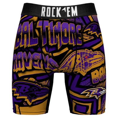  Baltimore Ravens Rock Em Sketched Out Boxer Briefs - Purple