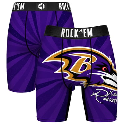  Baltimore Ravens Rock Em Throwback Swirl Boxer Briefs - Purple